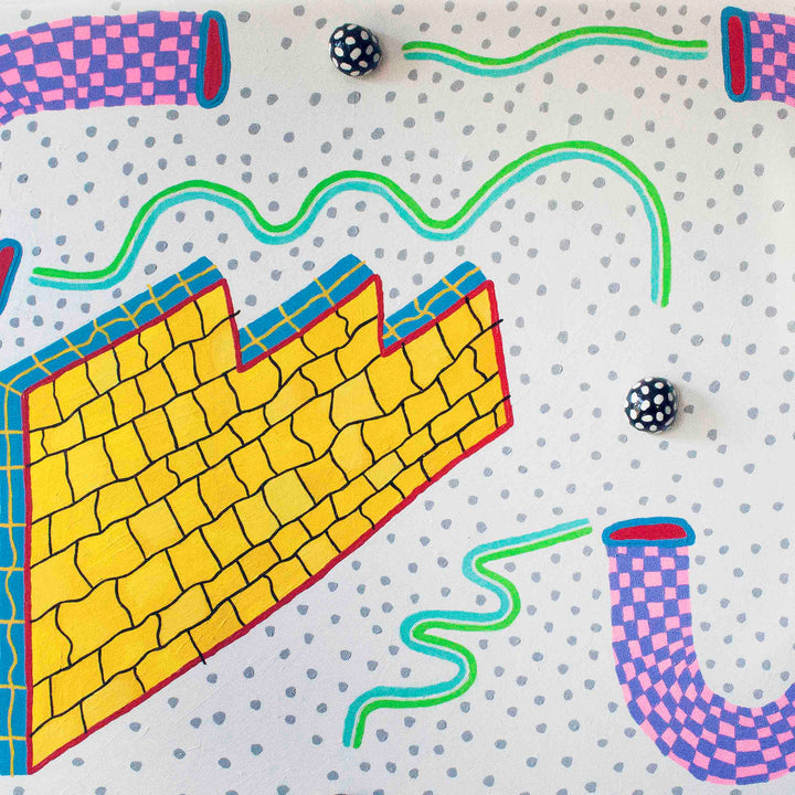 An original sculptural artwork, Flowin’ through Tubes in an Infinite Loop, by New York artist Ryan Patrick Martin. Ryan creates colorful, fun, humorous sculptures that are full of movement and multi-sensory experiences