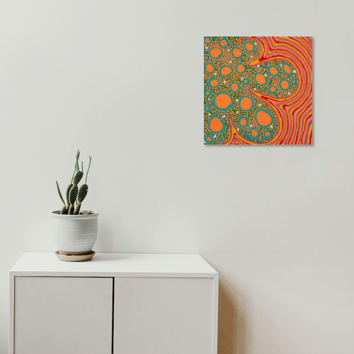 Light Gray Untitled (orange flower stripe)