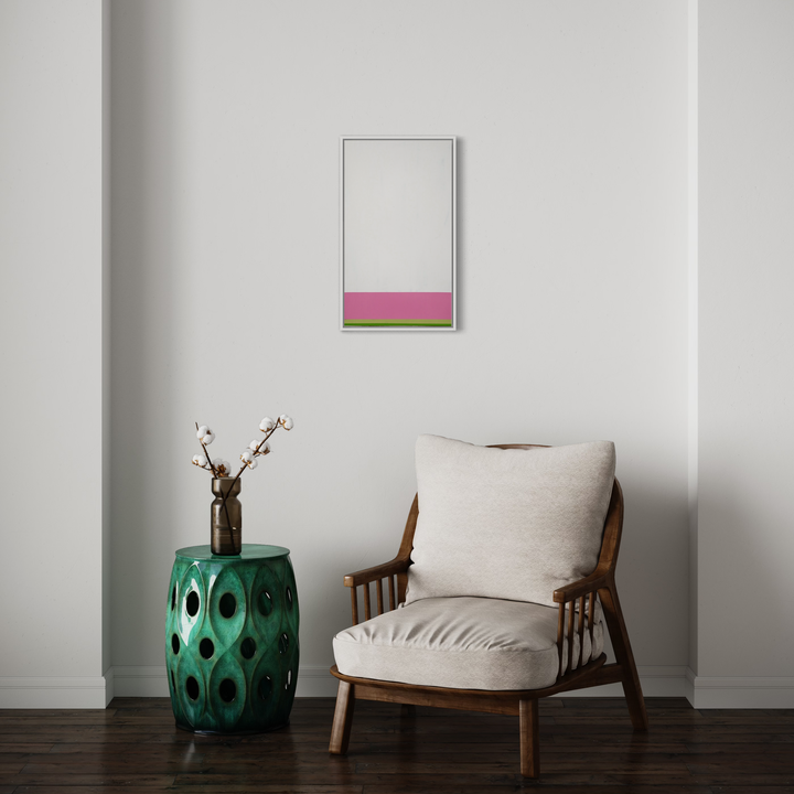 A photo of the artwork Portrait of a Magnolia, by Debra Ramsay, hanging on a wall.