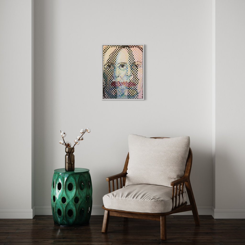 A photo of the artwork Venn Diagram Vexed/Bemused, by Patricia Fabricant, hanging on a wall.