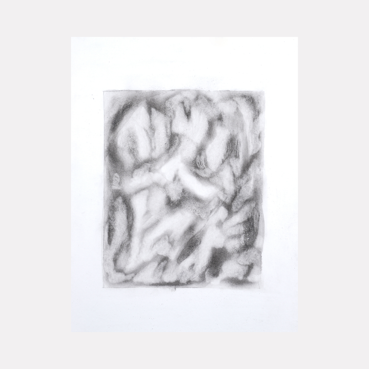 The artwork 'Interior emerge' by Diana Naccarato features abstract organic forms rendered in soft graphite pencil on paper. Flowing curves and shadowy depths create a dreamlike composition of interweaving shapes, with delicate gradients transitioning between light and dark areas. The 8x6 inch framed piece demonstrates masterful pencil technique and ethereal movement.