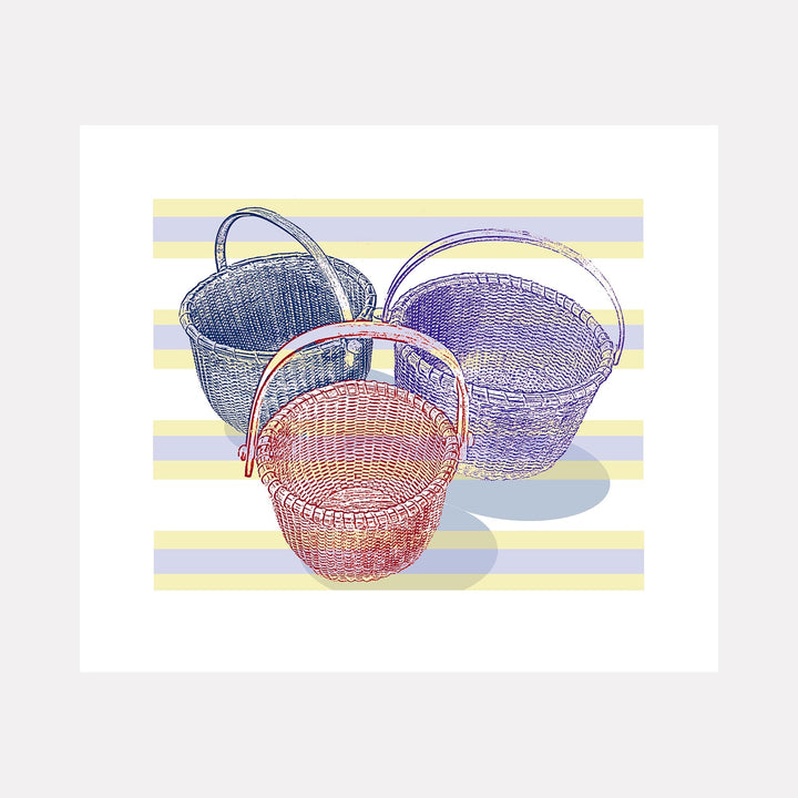 The artwork LIGHTSHIP SERIES 1 - 3 BASKETS -  RED  / BLUE / PURPLE, by Lauder Bowden
